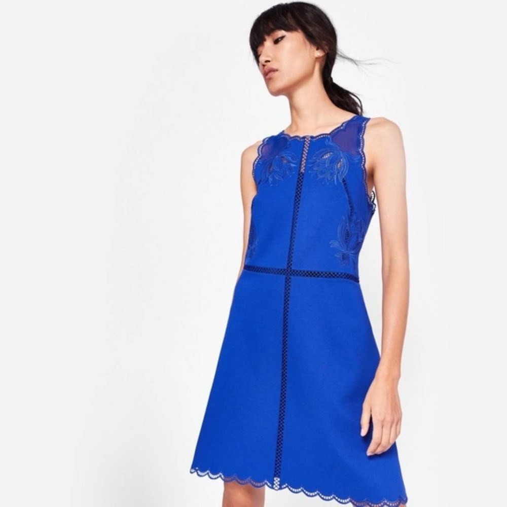 Ted Baker Blue Codi Embroidered Scalloped Dress 1